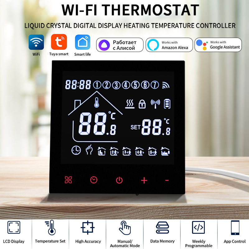 Smart Home Package - Tuya termostat cerdas WiFi, tampilan LCD