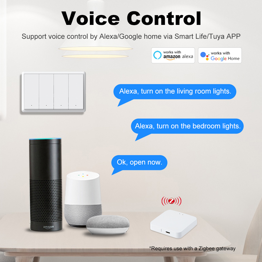 Sakelar Zigbee Pintar Manhot T - Smart Home Lighting ulasan dan harga