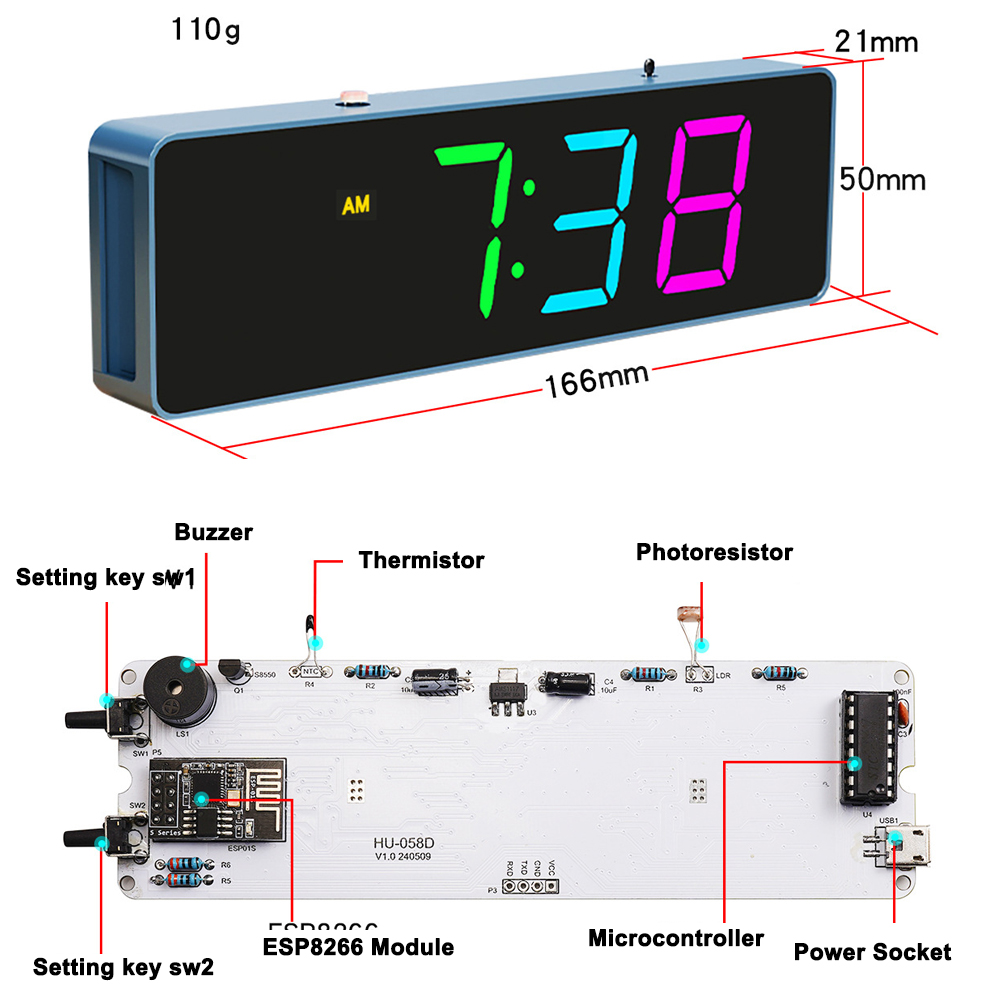 ESP8266 IoT jam WiFi warna-war - Smart Home Esp8266 ulasan dan harga
