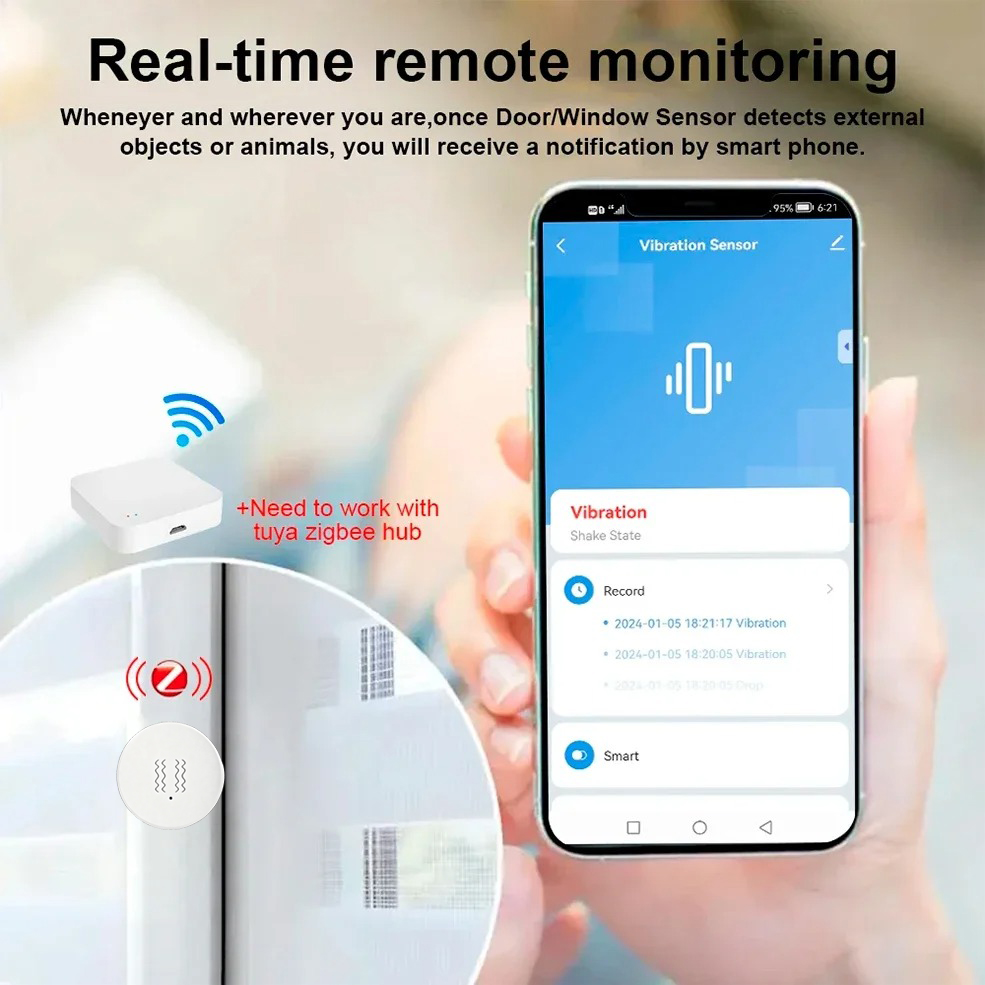Tuya ZigBee Sensor Getaran & K - Smart Home Security System ulasan dan harga