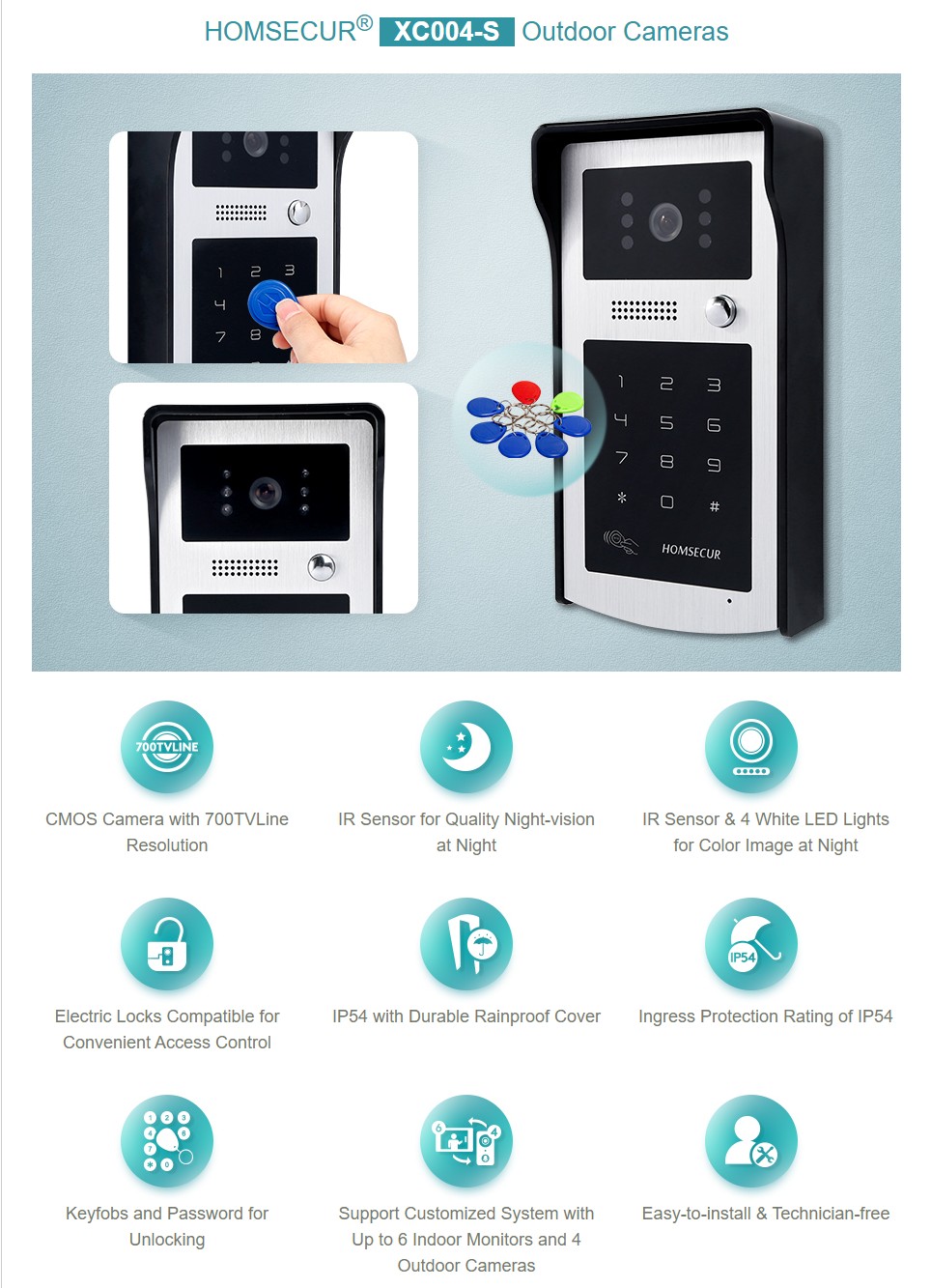 HOMSECUR XC004-S Kamera Luar R - Video Doorbell ulasan dan harga